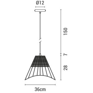 ΦΩΤΙΣΤΙΚΟ ΚΡΕΜΑΣΤΟ ΜΟΝΟΦΩΤΟ Ε27 MAX 40W D36*H28CM RATTAN EUROLAMP – 144-33010