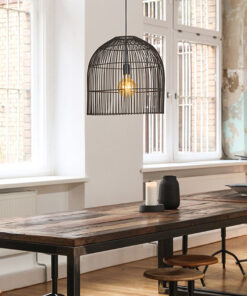 ΦΩΤΙΣΤΙΚΟ ΚΡΕΜΑΣΤΟ ΜΟΝΟΦΩΤΟ Ε27 MAX 60W D500X500 RATTAN ΜΑΥΡΟ EUROLAMP – 144-33015