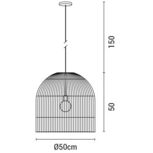 ΦΩΤΙΣΤΙΚΟ ΚΡΕΜΑΣΤΟ ΜΟΝΟΦΩΤΟ  Ε27 MAX 60W D500X500 RATTAN  ΜΑΥΡΟ EUROLAMP – 144-33015