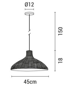 ΦΩΤΙΣΤΙΚΟ ΚΡΕΜΑΣΤΟ ΜΟΝΟΦΩΤΟ Ε27 MAX 60W D450XH180 RATTAN ΛΕΥΚΟ EUROLAMP – 144-33017