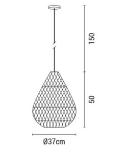 ΦΩΤΙΣΤΙΚΟ ΚΡΕΜΑΣΤΟ ΜΟΝΟΦΩΤΟ Ε27 D370x500 RATTAN ΜΑΥΡΟ EUROLAMP – 144-33020