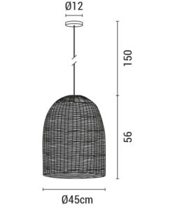 ΦΩΤΙΣΤΙΚΟ ΚΡΕΜΑΣΤΟ ΜΟΝΟΦΩΤΟ Ε27 MAX 60W D450xH560 RATTAN ΛΕΥΚΟ EUROLAMP – 144-33022