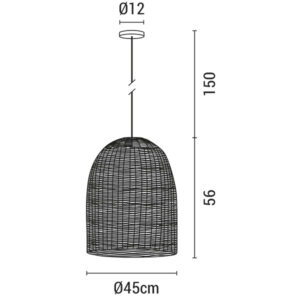 ΦΩΤΙΣΤΙΚΟ ΚΡΕΜΑΣΤΟ ΜΟΝΟΦΩΤΟ Ε27 MAX 60W D450xH560 RATTAN  ΛΕΥΚΟ EUROLAMP – 144-33022