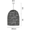 ΦΩΤΙΣΤΙΚΟ ΚΡΕΜΑΣΤΟ ΜΟΝΟΦΩΤΟ Ε27  D650XH850 RATTAN ΛΕΥΚΟ EUROLAMP – 144-33023