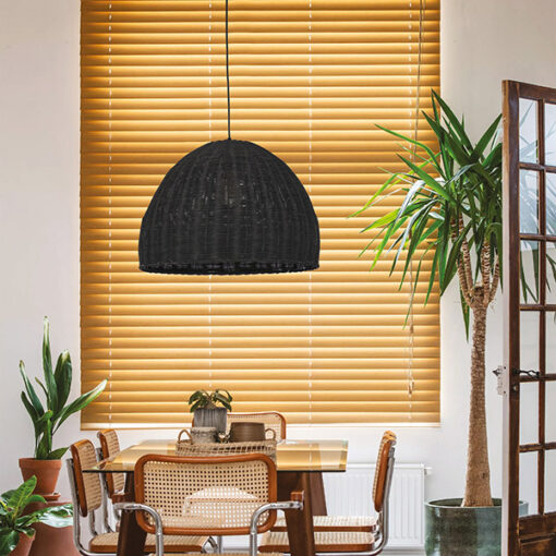 ΦΩΤΙΣΤΙΚΟ ΚΡΕΜΑΣΤΟ ΜΟΝΟΦΩΤΟ Ε27 RATTAN ΜΑΥΡΟ EUROLAMP – 144-33024