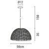 ΦΩΤΙΣΤΙΚΟ ΚΡΕΜΑΣΤΟ ΜΟΝΟΦΩΤΟ Ε27 RATTAN ΜΑΥΡΟ EUROLAMP – 144-33024
