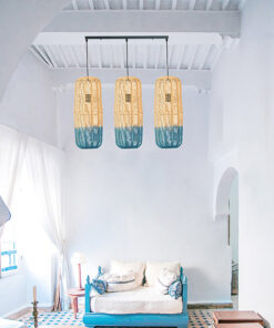 ΦΩΤΙΣΤΙΚΟ ΚΡΕΜΑΣΤΟ ΤΡΙΦΩΤΟ Ε27 RATTAN ΑΣΠΡΟ ΓΑΛΑΖΙΟ EUROLAMP – 144-33030