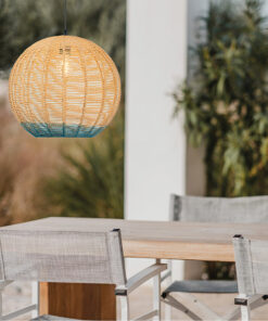 ΦΩΤΙΣΤΙΚΟ ΚΡΕΜΑΣΤΟ ΜΟΝΟΦΩΤΟ Ε27 RATTAN ΑΣΠΡΟ ΓΑΛΑΖΙΟ EUROLAMP – 144-33031