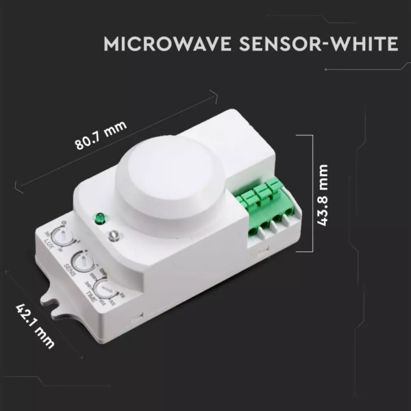 Ανιχνευτής κίνησης Microwave Max 300W Λευκό με λειτουργία παράκαμψης V-TAC – 1446