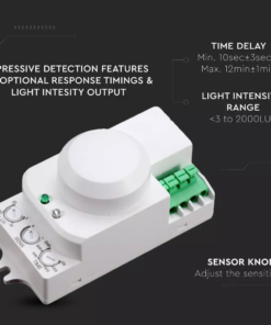 Ανιχνευτής κίνησης Microwave Max 300W Λευκό με λειτουργία παράκαμψης V-TAC – 1446