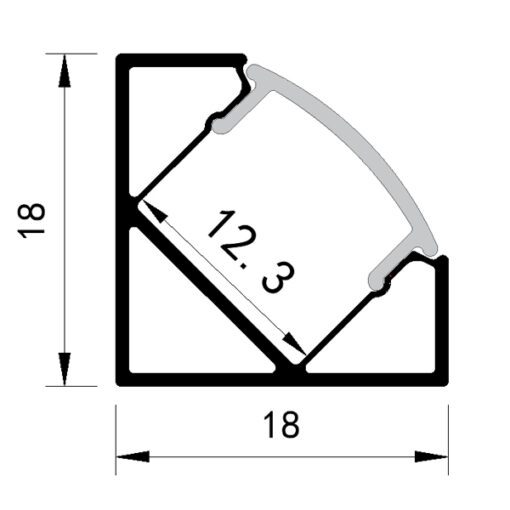 ΠΡΟΦΙΛ ΓΩΝΙΑ 2000*18*18 45° PLUS EUROLAMP – 145-70912