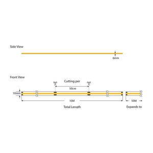 ΤΑΙΝΙΑ LED COB 10M 8W 220V 6500K 360L/M IP65 PRO EUROLAMP – 145-72700