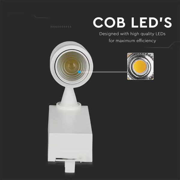 LED φωτιστικό ράγας COB 15W με επιλογή φωτός και γωνίας δέσμης Dimmable μέσω smart phone λευκό V-TAC- 1456