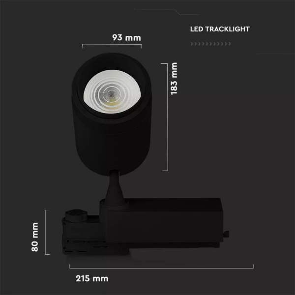 LED Φωτιστικό Ράγας COB 35W με Επιλογή Φωτός και Γωνίας Δέσμης 16°~53° Dimmable Μέσω Smart Phone Μαύρο 3000-6400K V-TAC – 1459