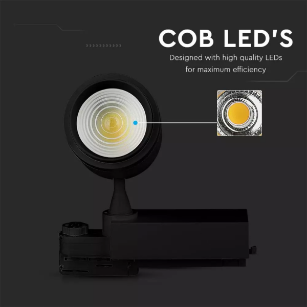 LED Φωτιστικό Ράγας COB 35W με Επιλογή Φωτός και Γωνίας Δέσμης 16°~53° Dimmable Μέσω Smart Phone Μαύρο 3000-6400K V-TAC – 1459