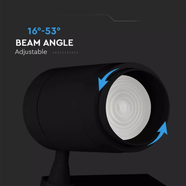 LED Φωτιστικό Ράγας COB 35W με Επιλογή Φωτός και Γωνίας Δέσμης 16°~53° Dimmable Μέσω Smart Phone Μαύρο 3000-6400K V-TAC – 1459