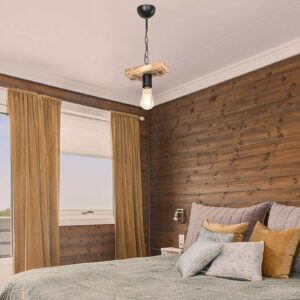 Φωτιστικό οροφής PWL-1027 pakoworld Ε27 φυσικό-μαύρο 20x10x43εκ 147-000043