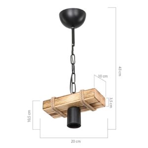 Φωτιστικό οροφής PWL-1027 pakoworld Ε27 φυσικό-μαύρο 20x10x43εκ 147-000043