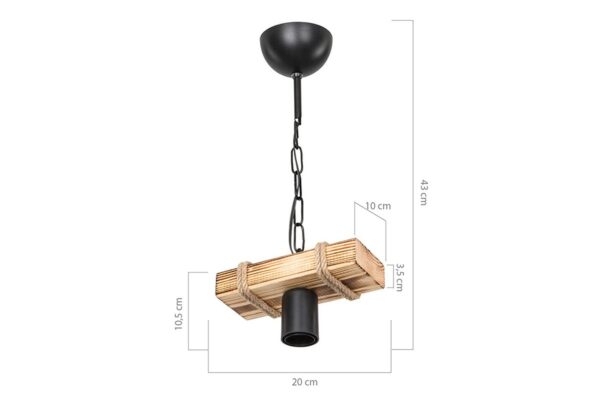 Φωτιστικό οροφής PWL-1027 pakoworld Ε27 φυσικό-μαύρο 20x10x43εκ 147-000043