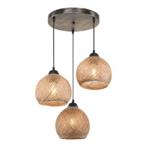 Φωτιστικό οροφής τρίφωτο PWL-1121 pakoworld Ε27 καφέ Φ40×75εκ 147-000068