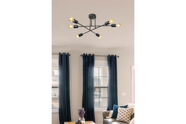 Φωτιστικό οροφής PWL-1122 pakoworld Ε27 μαύρο Φ61×25εκ 147-000069