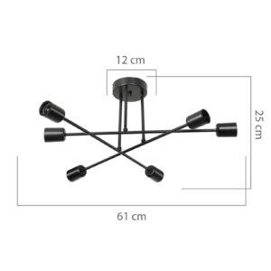Φωτιστικό οροφής PWL-1122 pakoworld Ε27 μαύρο Φ61×25εκ 147-000069