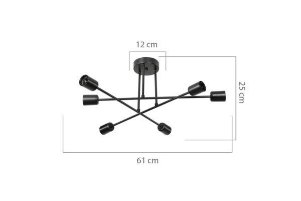 Φωτιστικό οροφής PWL-1122 pakoworld Ε27 μαύρο Φ61×25εκ 147-000069
