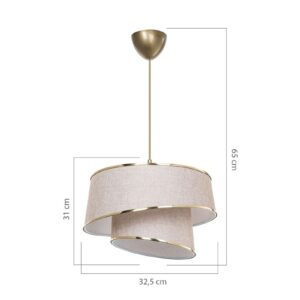 Ceiling light PWL-1127 pakoworld Å27 beige-brown-golden D32.5x65cm 147-000077