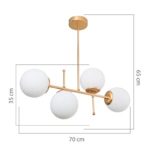 Φωτιστικό οροφής PWL-1128 pakoworld Ε27 χρυσό 70x20x65εκ 147-000078