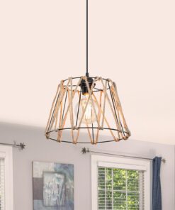 Φωτιστικό οροφής μονόφωτο PWL-1160 pakoworld E27 μαύρο-σχοινί 30×54εκ 147-000097