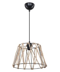 Φωτιστικό οροφής μονόφωτο PWL-1160 pakoworld E27 μαύρο-σχοινί 30×54εκ 147-000097