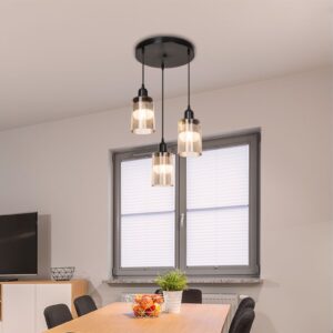 Φωτιστικό οροφής τρίφωτο PWL-1195 pakoworld Ε27 μαύρο-amber Φ30×80εκ 147-000121