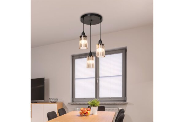 Φωτιστικό οροφής τρίφωτο PWL-1195 pakoworld Ε27 μαύρο-amber Φ30×80εκ 147-000121