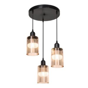 Φωτιστικό οροφής τρίφωτο PWL-1195 pakoworld Ε27 μαύρο-amber Φ30×80εκ 147-000121