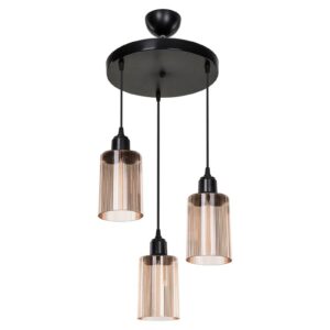 Φωτιστικό οροφής τρίφωτο PWL-1195 pakoworld Ε27 μαύρο-amber Φ30×80εκ 147-000121