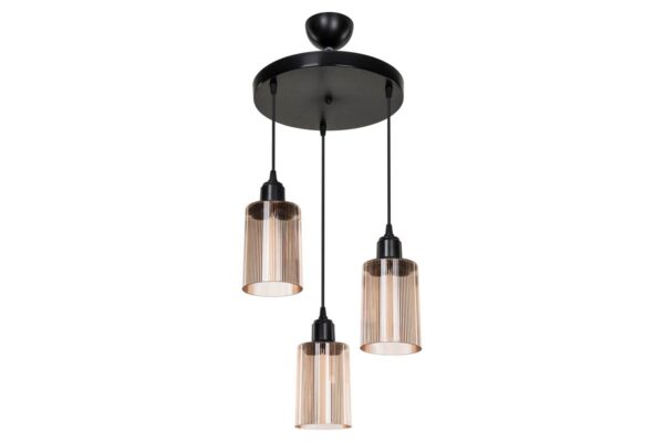 Φωτιστικό οροφής τρίφωτο PWL-1195 pakoworld Ε27 μαύρο-amber Φ30×80εκ 147-000121