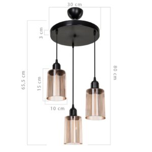 Φωτιστικό οροφής τρίφωτο PWL-1195 pakoworld Ε27 μαύρο-amber Φ30×80εκ 147-000121