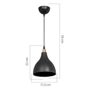 Φωτιστικό οροφής μονόφωτο Lofty pakoworld Ε27 μαύρο Φ18×56εκ 147-000129