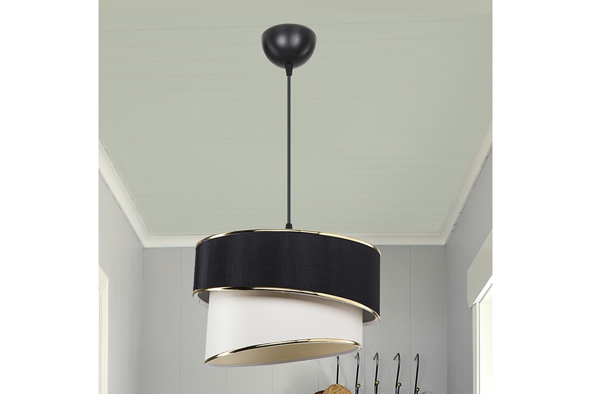 Φωτιστικό οροφής μονόφωτο Loopy pakoworld Ε27 μαύρο-λευκό Φ30×63εκ 147-000133