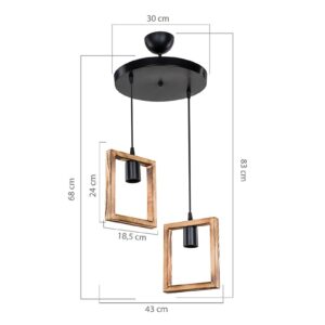 Φωτιστικό οροφής δίφωτο Isolate pakoworld Ε27 καρυδί Φ43×83εκ 147-000137