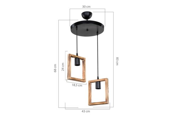 Φωτιστικό οροφής δίφωτο Isolate pakoworld Ε27 καρυδί Φ43×83εκ 147-000137