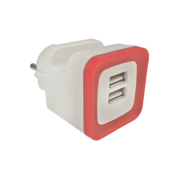 ΑΝΤΑΠΤΟΡΑΣ ΑΠΟ ΣΟΥΚΟ ΣΕ 2 USB 5V DC 2,4A ΚΟΚΚΙΝΟ EUROLAMP – 147-09001