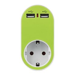 ΑΝΤΑΠΤΟΡΑΣ ΣΟΥΚΟ ΜΕ 2 USB ΠΡΑΣΙΝΟ, ΜΕ ΠΡΟΣΤΑΣΙΑ ΥΠΕΡΤΑΣΗΣ & ΠΑΙΔΙΚΗ ΠΡΟΣΤΑΣΙΑ EUROLAMP – 147-09012