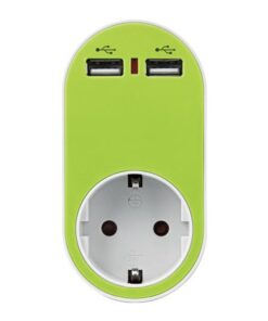 ΑΝΤΑΠΤΟΡΑΣ ΣΟΥΚΟ ΜΕ 2 USB ΠΡΑΣΙΝΟ, ΜΕ ΠΡΟΣΤΑΣΙΑ ΥΠΕΡΤΑΣΗΣ & ΠΑΙΔΙΚΗ ΠΡΟΣΤΑΣΙΑ EUROLAMP – 147-09012