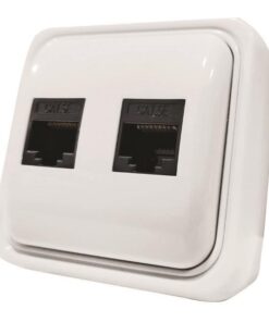 ΠΡΙΖΑ ΜΙΝΙ DATA ΔΙΠΛΗ RJ45 8P8C ΛΕΥΚΗ IP20 EUROLAMP – 147-16246