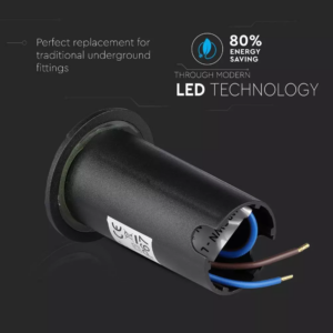 Χωνευτό φωτιστικό LED σκάλας 1W Στρογγυλό μαύρο 6500K Ψυχρό λευκό IP67 με τέσσερα ανοίγματα V-TAC – 1472