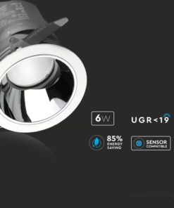 LED φωτιστικό οροφής χωνευτό στρογγυλό Cree LED 6W 4000K Φυσικό λευκό ρυθμιζόμενο CRI>95 V-TAC – 1480