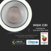 LED φωτιστικό οροφής χωνευτό στρογγυλό Cree LED 6W 4000K Φυσικό λευκό ρυθμιζόμενο CRI>95 V-TAC – 1480