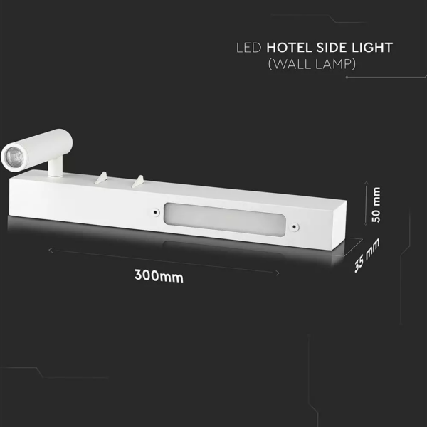 LED επιτοίχιο φωτιστικό κομοδίνου 3+6W σε λευκό σώμα για ξενοδοχεία V-TAC – 1488