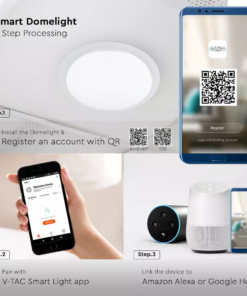 Wi-Fi Πλαφονιέρα LED 60W Smart Home Συμβατή με Amazon Alexa & Google Home V-TAC με Χειριστήριο 2700K-6400K – 1498